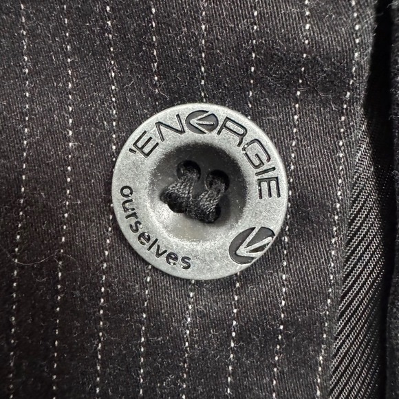 Energie Years Size 10 Black Pinstripe Blazer Jacket Silver Lined Club New York - Picture 7 of 9